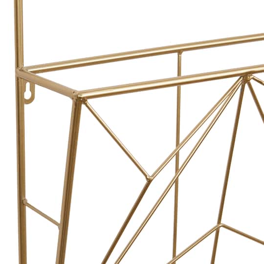 Gold Metal Rustic Wall Shelf Set